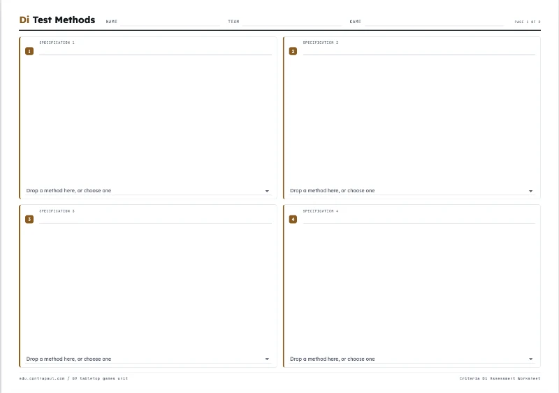 The Di test methods tool
